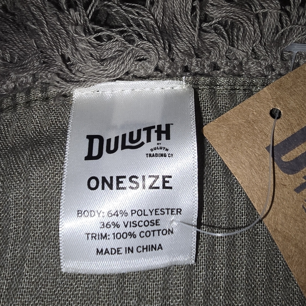 Duluth Olive Green Fringed Crinkle Scarf OS - Picture 3 of 4